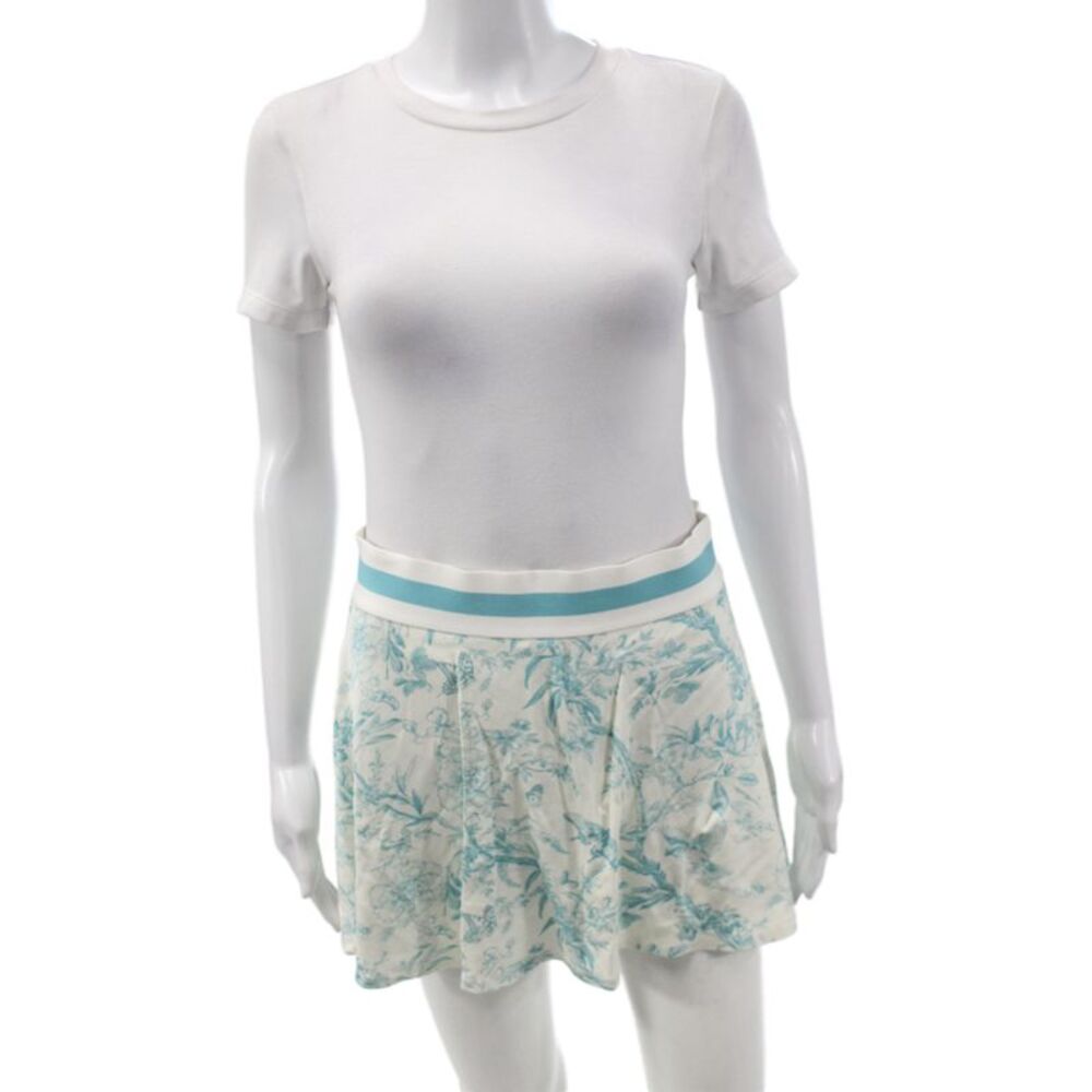 Alice + Olivia Women Skater Skirt White Floral Viscose Elastane Short Size M